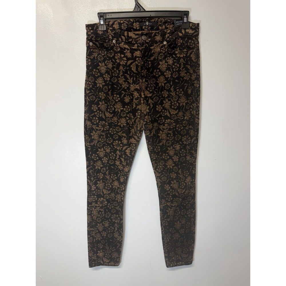 7 For All Mankind Floral print pants/jeans Skinny Corduroy Bro size 26 Cotton